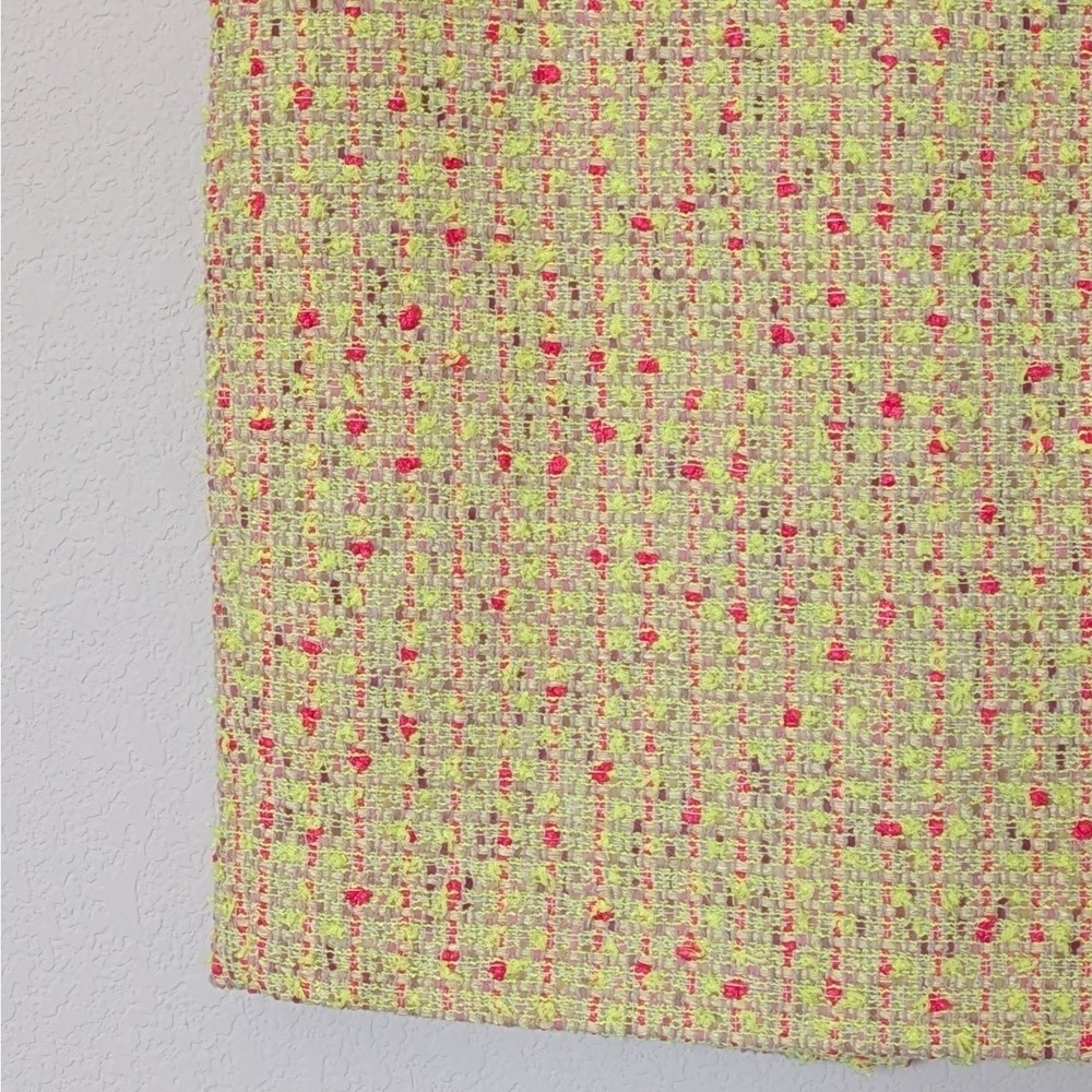 J.Crew No. 2 Pencil Skirt Size 12 Neon Yellow Pink Tweed Style Knee‎ Length - Picture 5 of 8